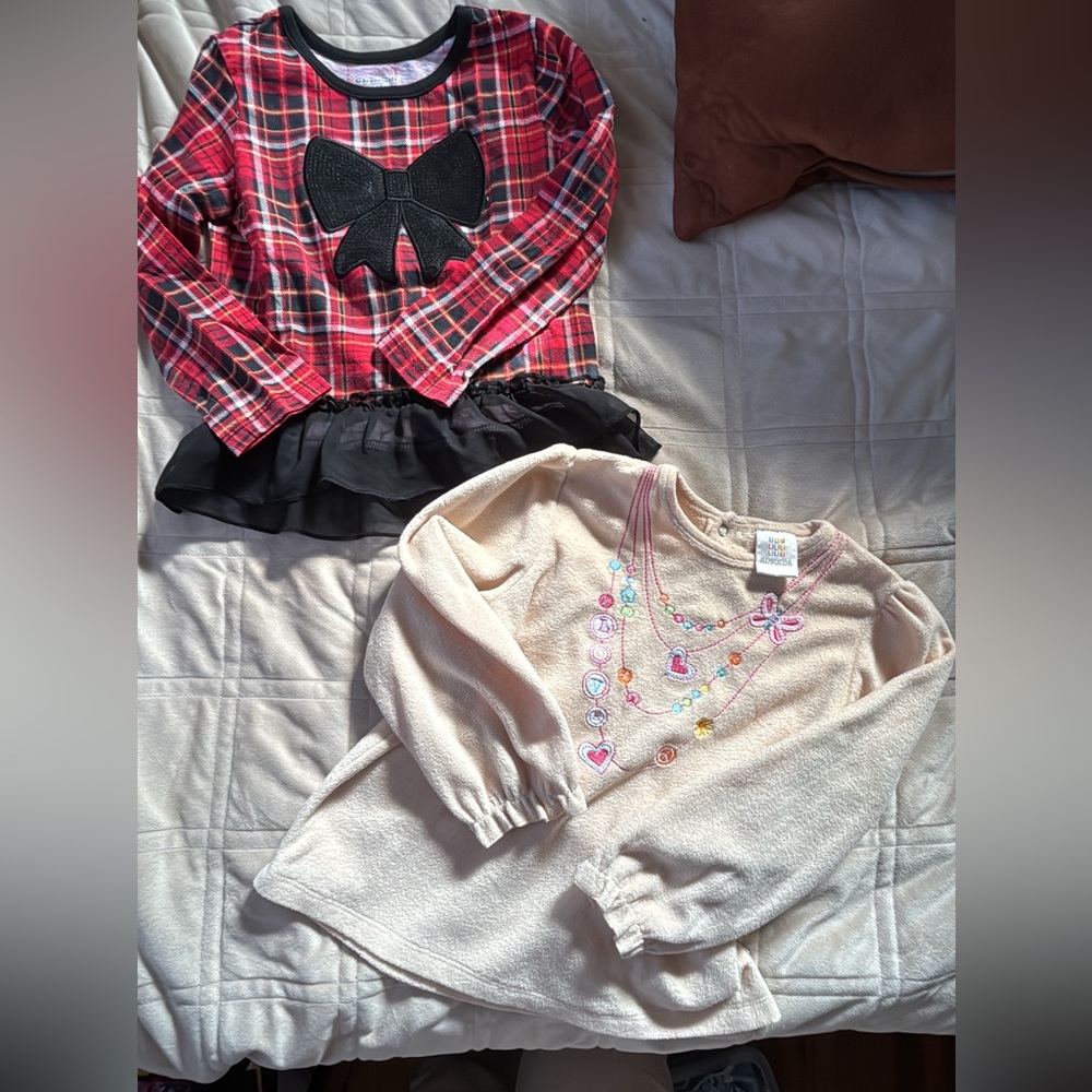 Plaid Red and Black Kids Top with Bow